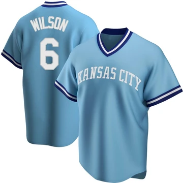 Men's Willie Wilson Kansas City Royals ＃6 Light Blue Replica - Road Cooperstown Collection Jersey